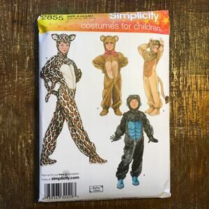 Simplicity Sewing Pattern 2855 Kids Costume Bear Gorilla Lion Leopard XS-L UNCUT